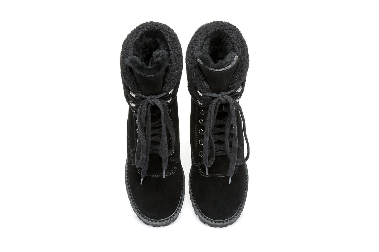 Australian Shepherd UGG Women Sheepskin Wool Fashion Chunky Boots Mina Water Resistant-Boots-PEROZ Accessories