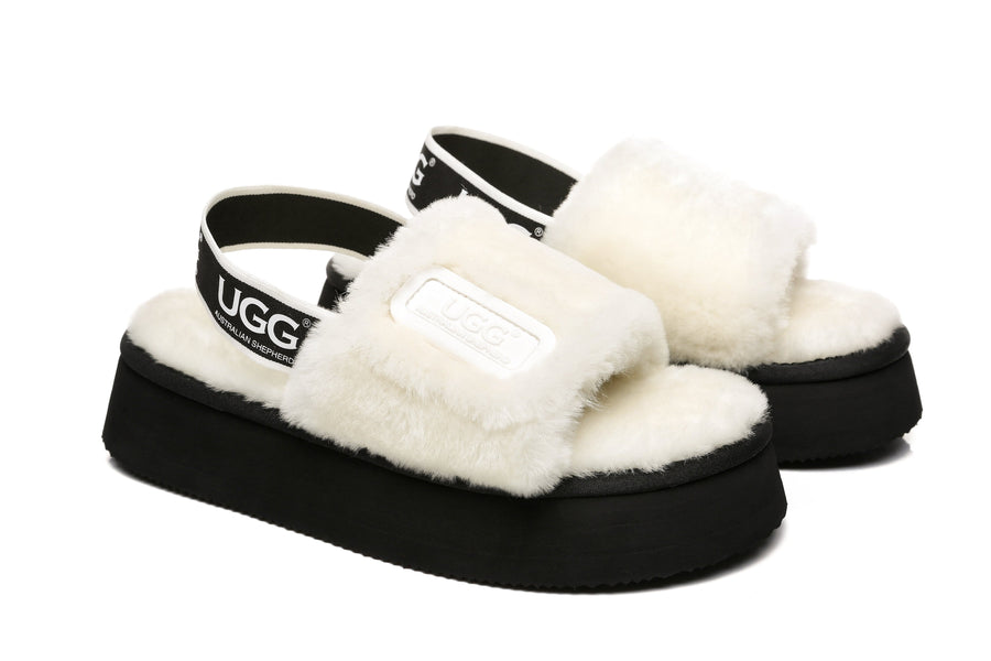 Australian Shepherd AS UGG Women High Platform Fluffy Slides Poppin-Slides-PEROZ Accessories