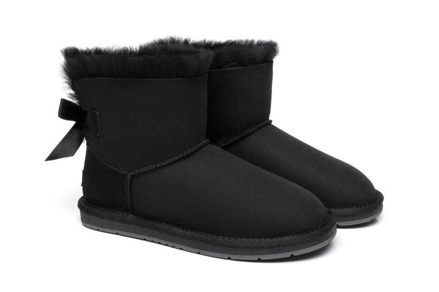 Australian Shepherd Women Mini Ugg Boots with Single Back Bow Water Resistant-Boots-PEROZ Accessories