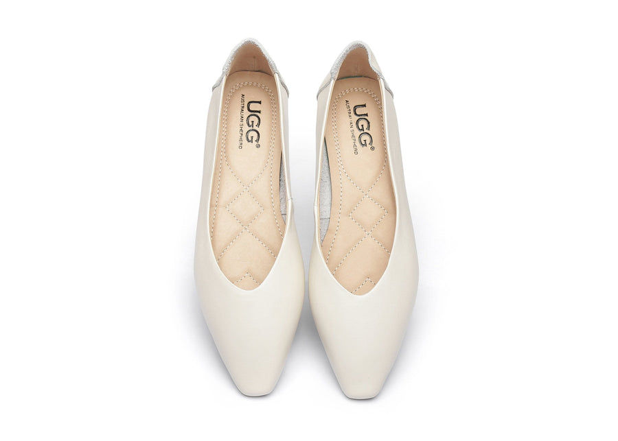 Australian Shepherd Everly Pointed Toe Ballet Leather Flats-Flats-PEROZ Accessories