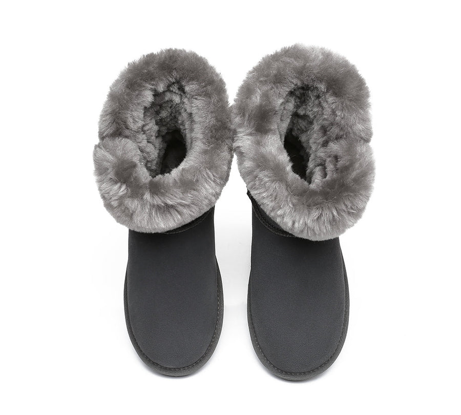 Australian Shepherd UGG Boots Mini Women Tiara Sheepskin Horn Toggle Closure-Boots-PEROZ Accessories