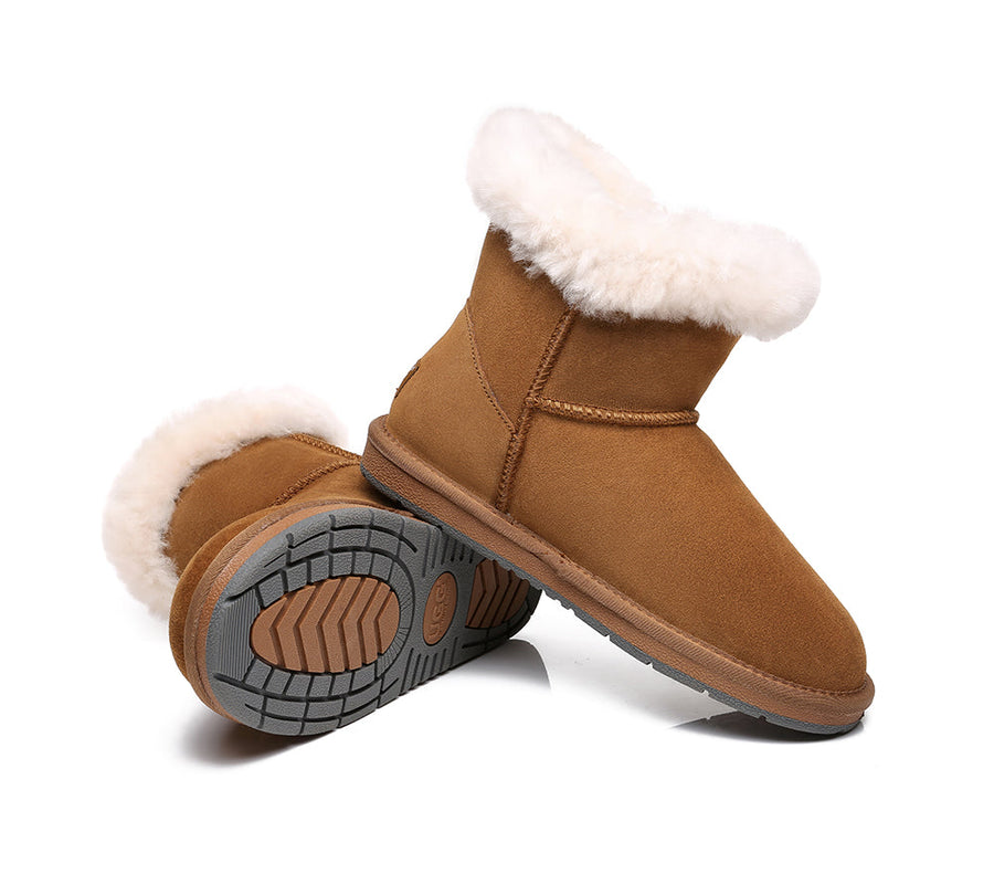 Australian Shepherd UGG Boots Mini Women Tiara Sheepskin Horn Toggle Closure-Boots-PEROZ Accessories