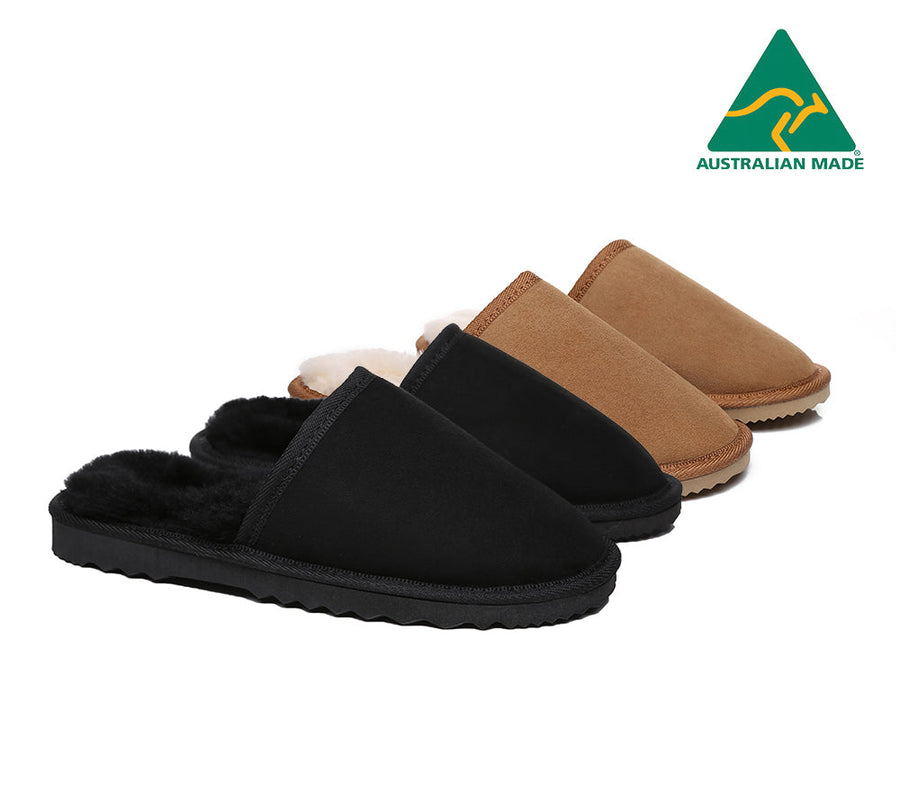Australian Shepherd UGG Men Scuff Australian Made DoubleFace Sheepskin Water Resistant Slipper-Slippers-PEROZ Accessories