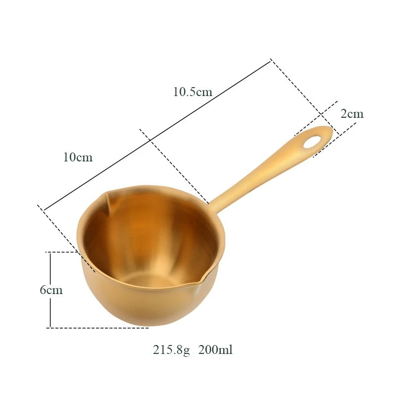 Anygleam Cookware Pouring Pots 2pcs Gold Mini Sauce Heating Stainless Steel Kitchen Chocolate Pot Butter Milk Drip Pot Small With Handle-Pots-PEROZ Accessories