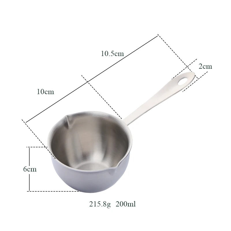 Anygleam Cookware Pouring Pots 1PC Silver Mini Sauce Heating Stainless Steel Kitchen Chocolate Pot Butter Milk Drip Pot Small With Handle-Pots-PEROZ Accessories