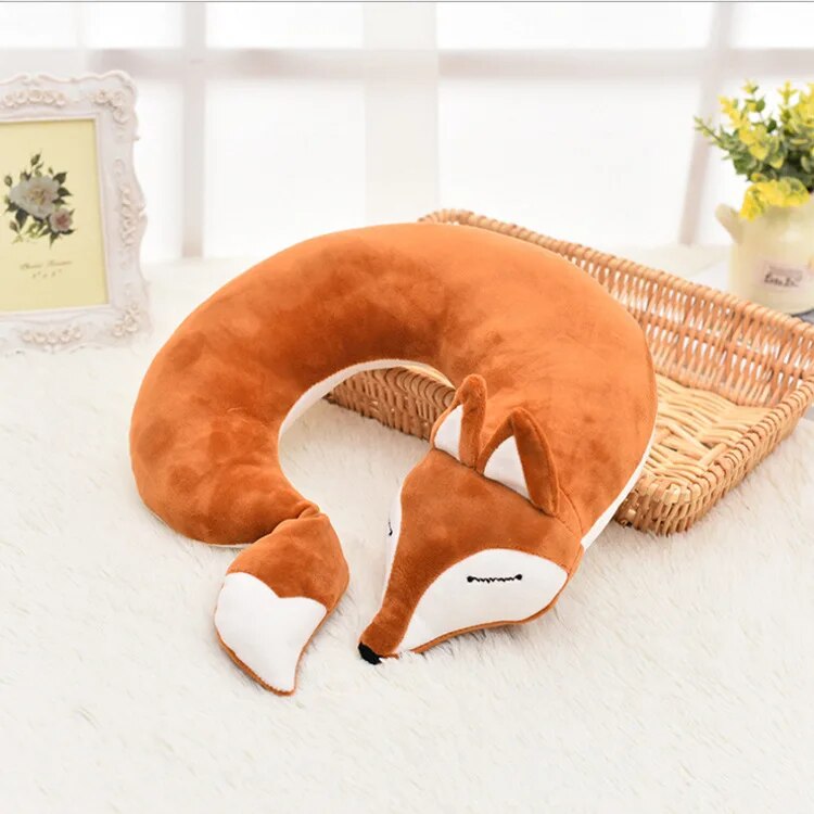 Anypack Neck Pillow Brown Fox Creative Cartoon U-Shaped Cute Comfortable Sleep Headrest-Neck Pillow-PEROZ Accessories