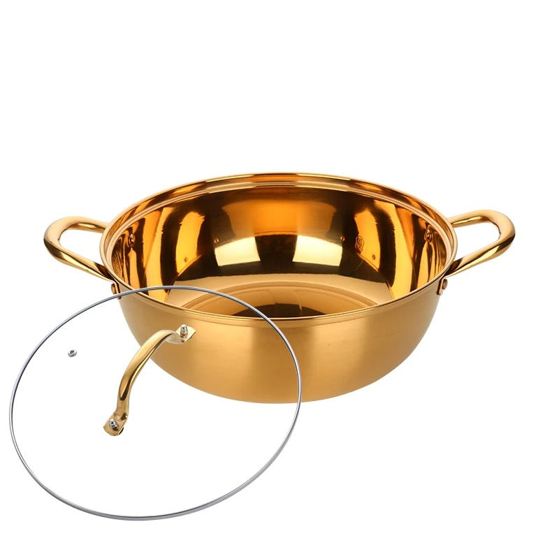 Anygleam Stock Pot Gold Stainless Steel Home Restaurant Cooking Tool Single-Layer Compatible Soup Kitchen Utensils-Pots-PEROZ Accessories