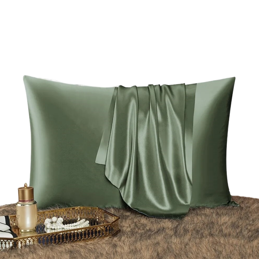 Anyhouz Pillowcase 51x66cm Green Natural Mulberry Silk For Comfortable And Relaxing Home Bed-Pillowcases-PEROZ Accessories