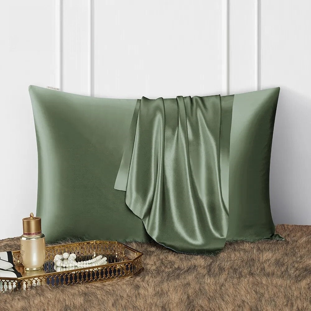 Anyhouz Pillowcase 50x90cm Green Natural Mulberry Silk For Comfortable And Relaxing Home Bed-Pillowcases-PEROZ Accessories