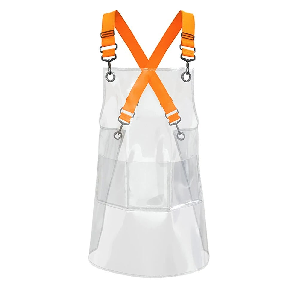 Anyhouz Kitchen Apron Orange Ribbon Waterproof TPU Men Women Work Clothes For Barber Haircut Antifouling Oilproof Painting-Aprons-PEROZ Accessories