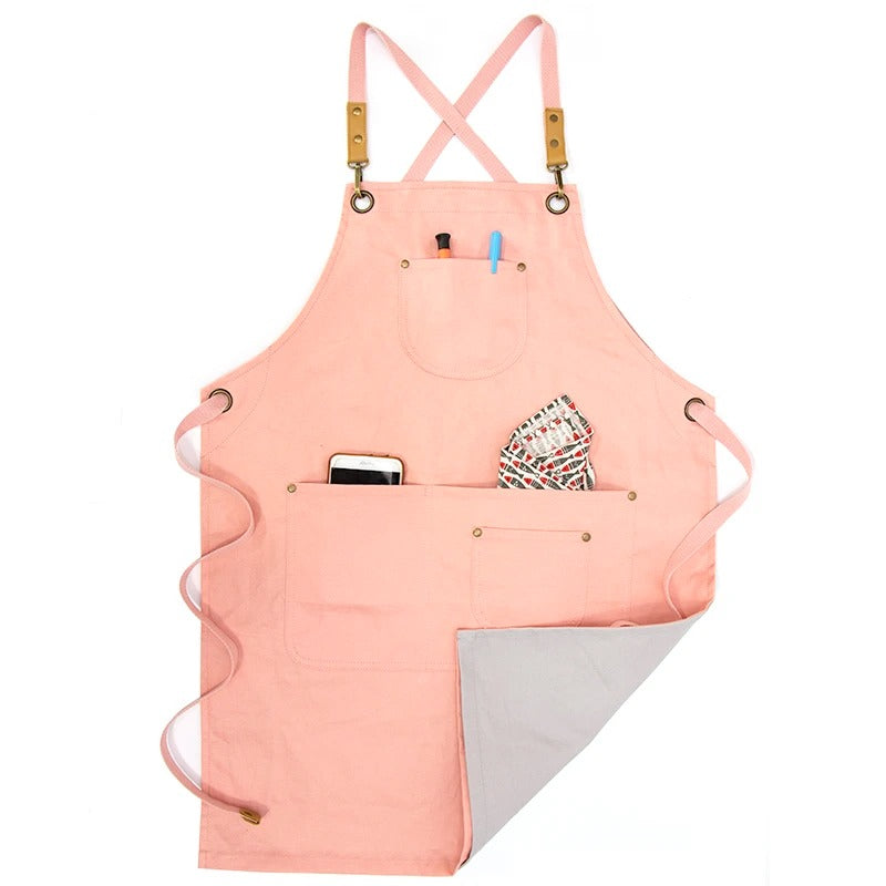 Anyhouz Kitchen Apron Pink Grey Newest Solid Cooking Apron for Men and Women Chef Waiter Cafe Hairdresser Bibs Garden Accessory Hot-Aprons-PEROZ Accessories