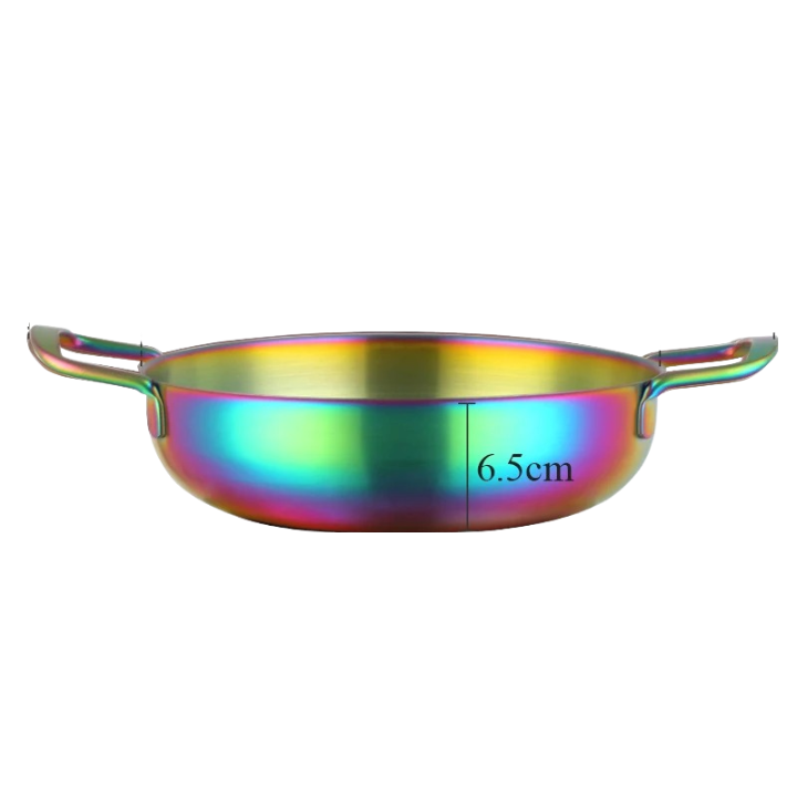 Anygleam Stock Pot 2pcs Rainbow no.0-S-L Stainless Steel HotPot Without Lid Single-Layer Cooking Soup Noodle Sea Food Home Kitchen Restaurant Tools-Pots-PEROZ Accessories