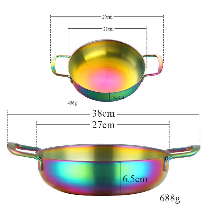 Anygleam Stock Pot 2pcs Rainbow no.0-S-L Stainless Steel HotPot Without Lid Single-Layer Cooking Soup Noodle Sea Food Home Kitchen Restaurant Tools-Pots-PEROZ Accessories