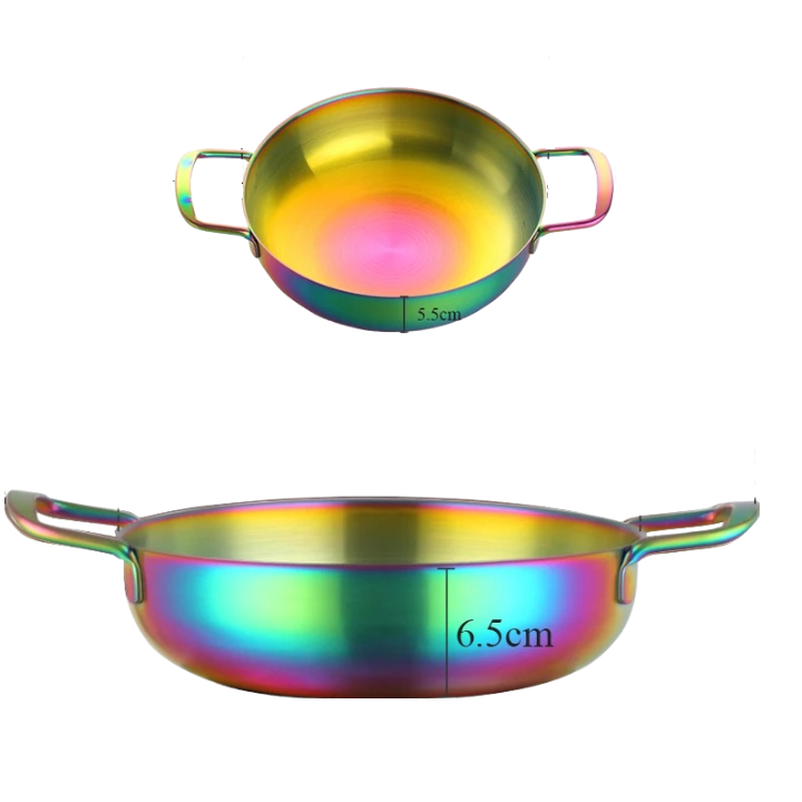 Anygleam Stock Pot 2pcs Rainbow no.0-S-L Stainless Steel HotPot Without Lid Single-Layer Cooking Soup Noodle Sea Food Home Kitchen Restaurant Tools-Pots-PEROZ Accessories