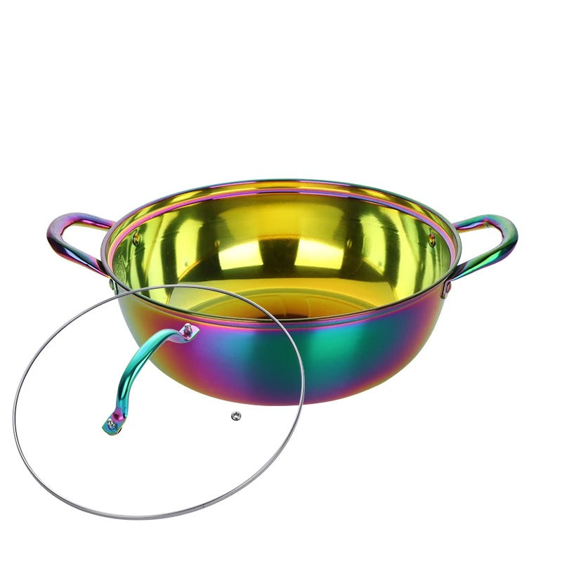 Anygleam Stock Pot Rainbow Stainless Steel Home Restaurant Cooking Tool Single-Layer Compatible Soup Kitchen Utensils-Pots-PEROZ Accessories