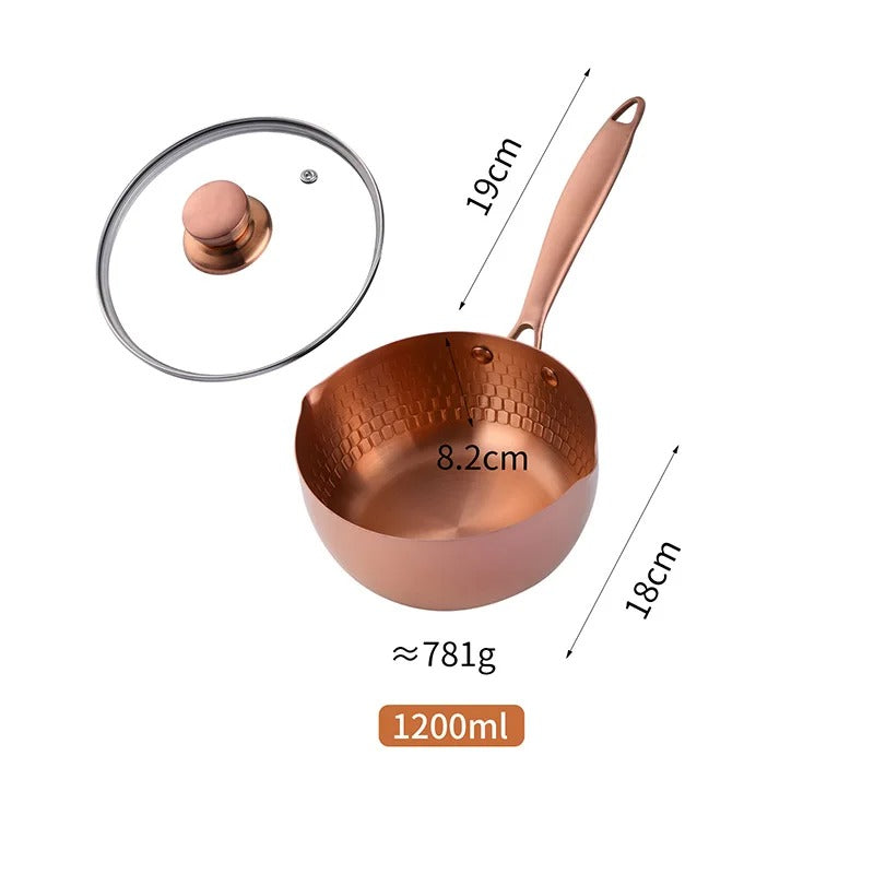 Anygleam Stock Pot Rose Gold Non-Stick Stainless Steel Kitchen Snow Pan Noodle Soup with Lid Cooker Universal Cookware-Pots-PEROZ Accessories