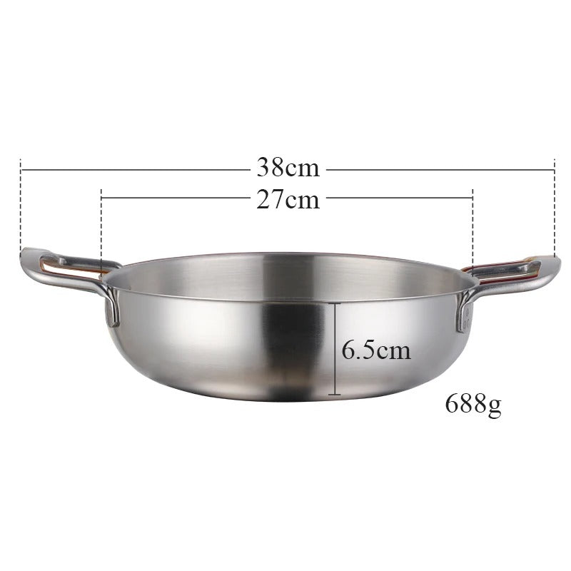 Anygleam Stock Pot Silver-L Stainless Steel HotPot Without Lid Single-Layer Cooking Soup Noodle Sea Food Home Kitchen Restaurant Tools-Pots-PEROZ Accessories