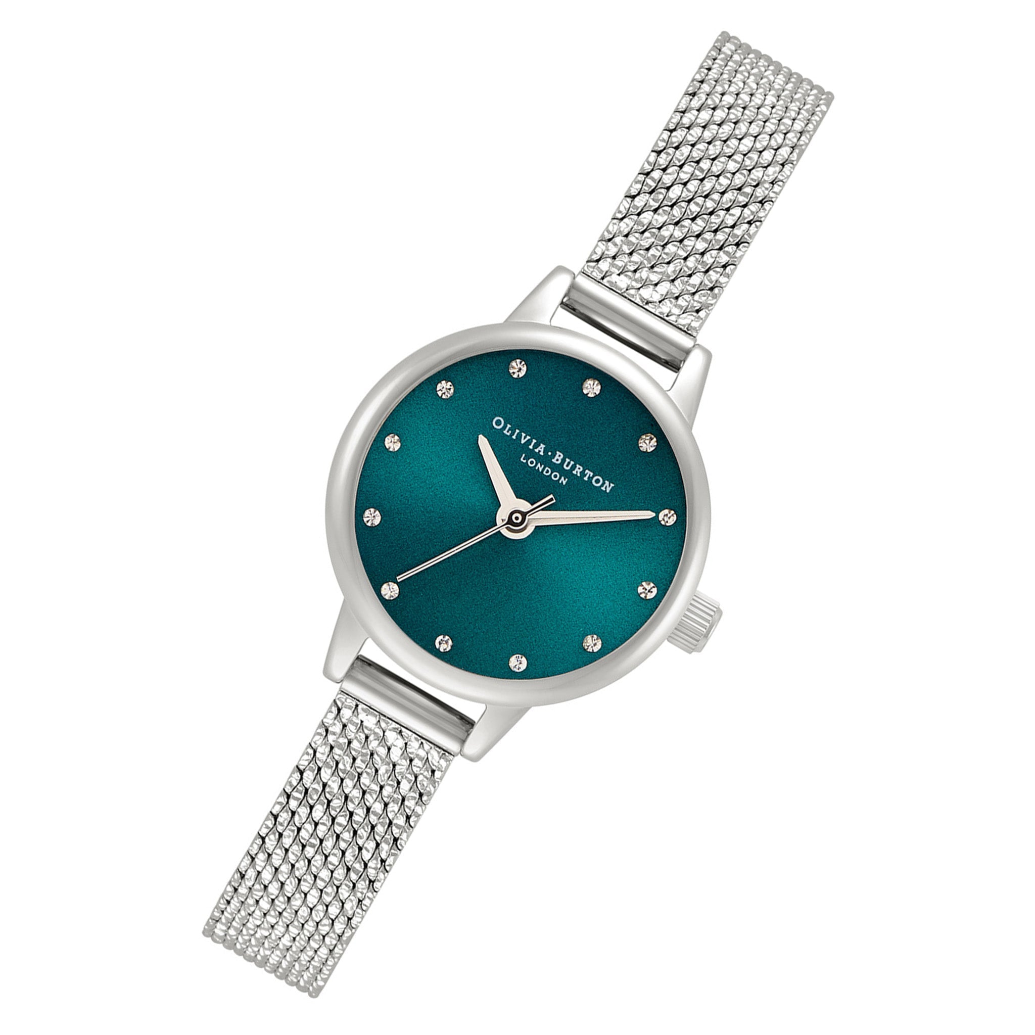 Olivia Burton Stainless Steel Navy Sunray & Stone Dial Ladies Watch - OB16MN13-Quartz Watches-PEROZ Accessories