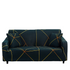 Anyhouz 4 Seater Sofa Cover Dark Green Linear Style and Protection For Living Room Sofa Chair Elastic Stretchable Slipcover-Slipcovers-PEROZ Accessories