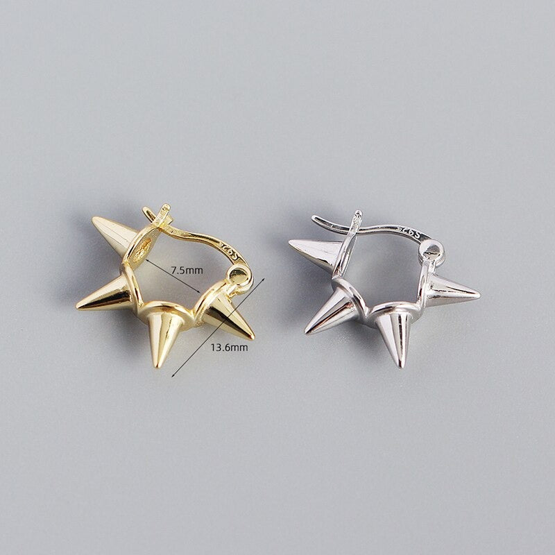 Anyco Buckle Earrings Punk Minimalist Rivets Ear Buckle Women Men Hip Hop Rock Jewelry Sterling Silver-Earrings-PEROZ Accessories