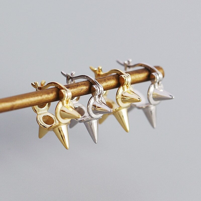 Anyco Buckle Earrings Punk Minimalist Rivets Ear Buckle Women Men Hip Hop Rock Jewelry Sterling Silver-Earrings-PEROZ Accessories