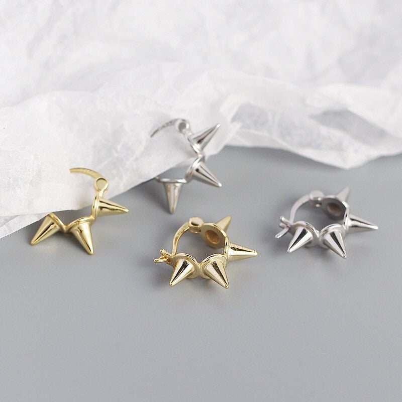Anyco Buckle Earrings Punk Minimalist Rivets Ear Buckle Women Men Hip Hop Rock Jewelry Gold-Earrings-PEROZ Accessories
