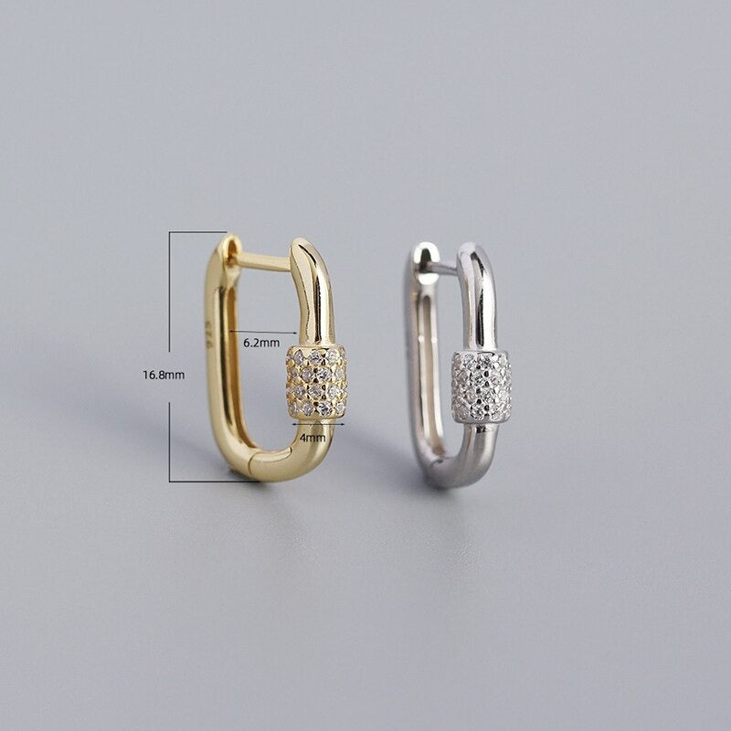 Anyco Fashion Earrings Punk Goth Lock Ear Buckle Trendy Hoop For Women Fine Jewelry Gold-Earrings-PEROZ Accessories