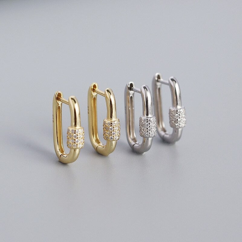 Anyco Fashion Earrings Punk Goth Lock Ear Buckle Trendy Hoop For Women Fine Jewelry Gold-Earrings-PEROZ Accessories