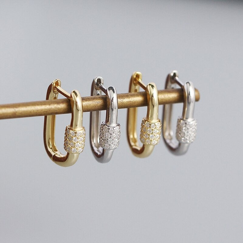 Anyco Fashion Earrings Punk Goth Lock Ear Buckle Trendy Hoop For Women Fine Jewelry Gold-Earrings-PEROZ Accessories