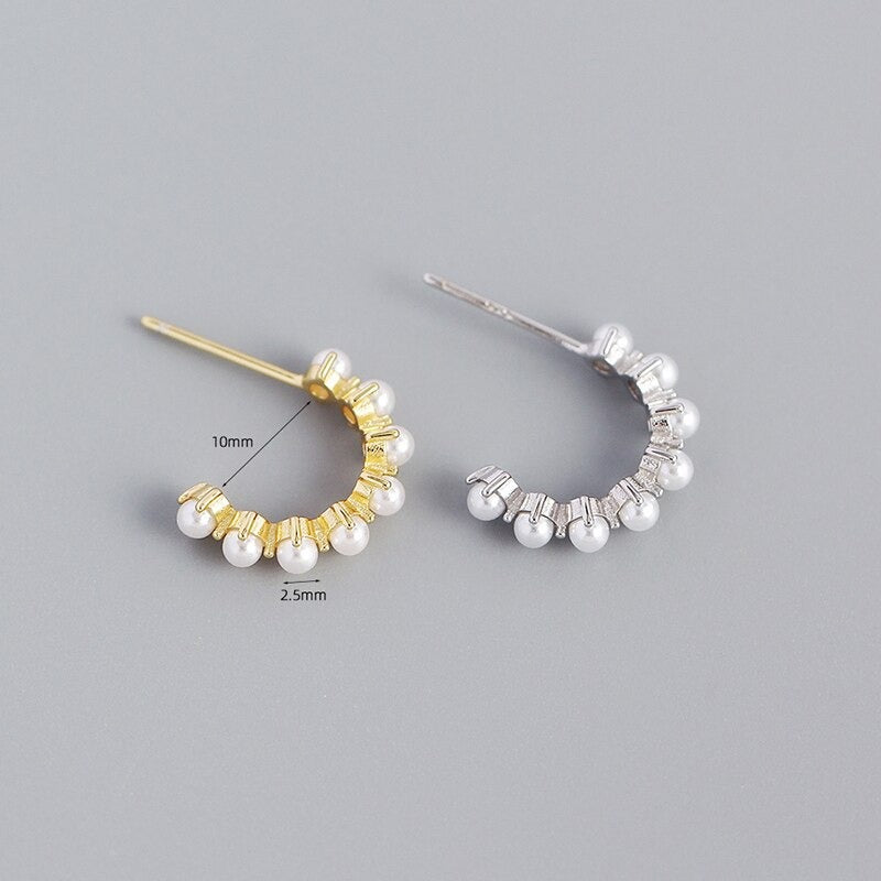 Anyco Stud Fashion Earrings Simple Bohemian Pearl Women Goth Hip Hop Piercing Hoop Jewelry Gold-Earrings-PEROZ Accessories