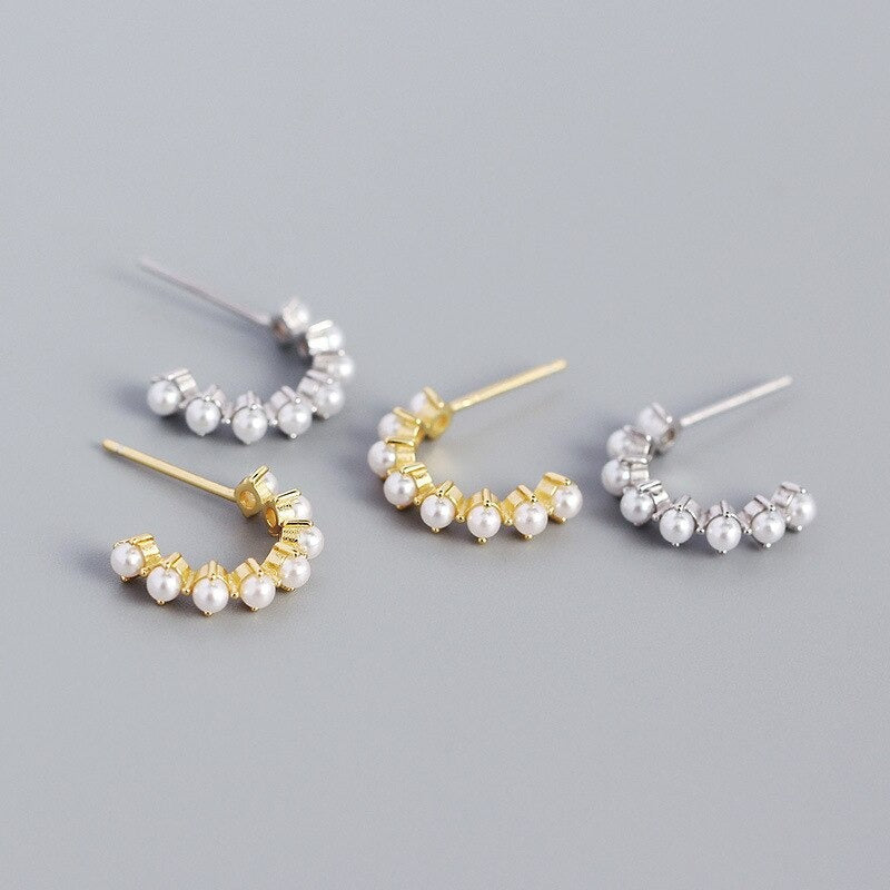 Anyco Stud Fashion Earrings Simple Bohemian Pearl Women Goth Hip Hop Piercing Hoop Jewelry Gold-Earrings-PEROZ Accessories