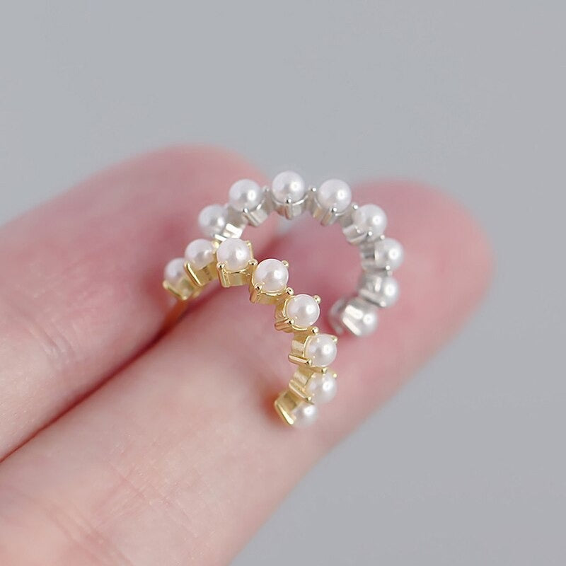 Anyco Stud Fashion Earrings Simple Bohemian Pearl Women Goth Hip Hop Piercing Hoop Jewelry Gold-Earrings-PEROZ Accessories
