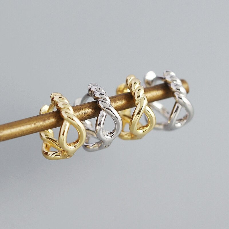 Anyco Hoop Earrings Unique Twist Hollow Huggies Minimalist Bohemian Hip Hop Gothic For Women Party Jewelry Gold-Earrings-PEROZ Accessories