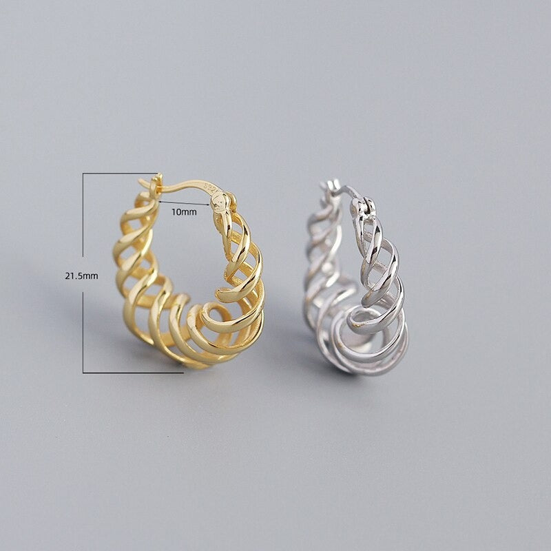 Anyco Earrings Hip Hop Punk Hollow Twisted Unique Exaggerated Hoop Piercing For Women Jewelry Gold-Earrings-PEROZ Accessories