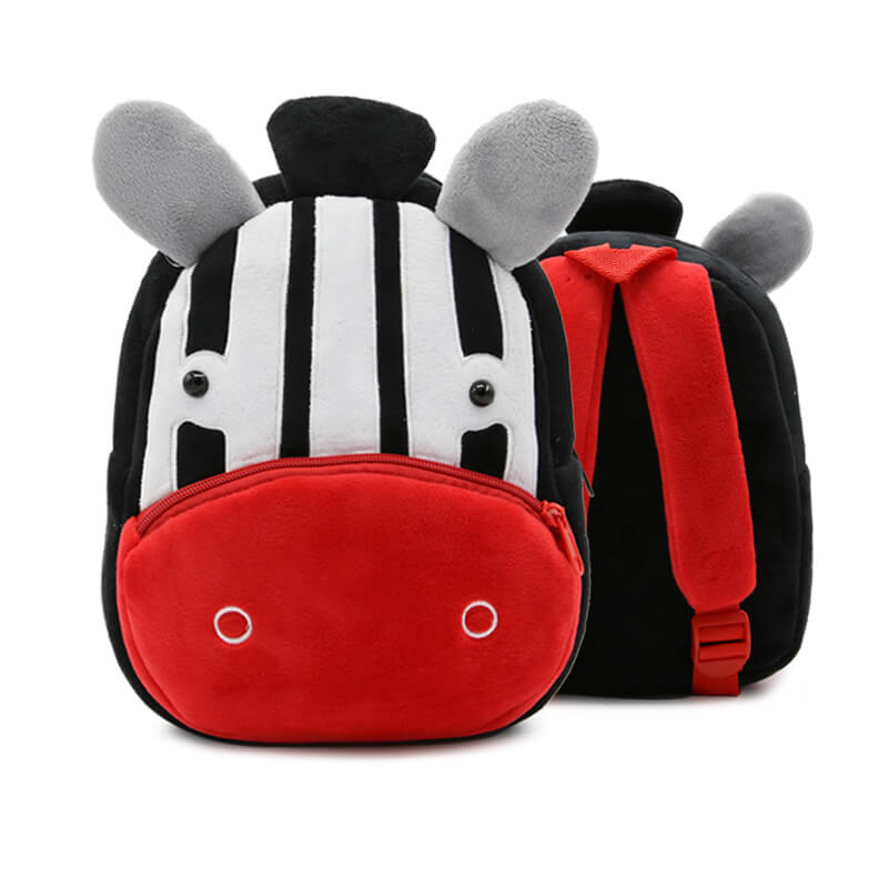 Anykidz 3D Black Zebra Kids School Backpack Cute Cartoon Animal Style Children Toddler Plush Bag Perfect Accessories For Baby Girls and Boys-Backpacks-PEROZ Accessories