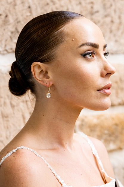 SYDNEY SOIRÉE ELAINE CUSHION CUT DROP EARRINGS GOLD-PEROZ Accessories