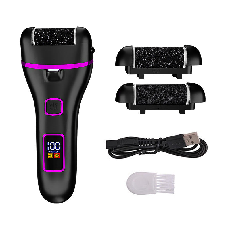 017 Black Electric Foot Callus Remover - Rechargeable Waterproof Pedicure Tool with Automatic Dead Skin Removal-Foot Care-PEROZ Accessories