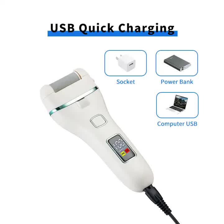 017 Black Electric Foot Callus Remover - Rechargeable Waterproof Pedicure Tool with Automatic Dead Skin Removal-Foot Care-PEROZ Accessories
