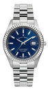 Jacques Du Manoir Swiss Inspiration Business Date Silver Blue Watch-PEROZ Accessories