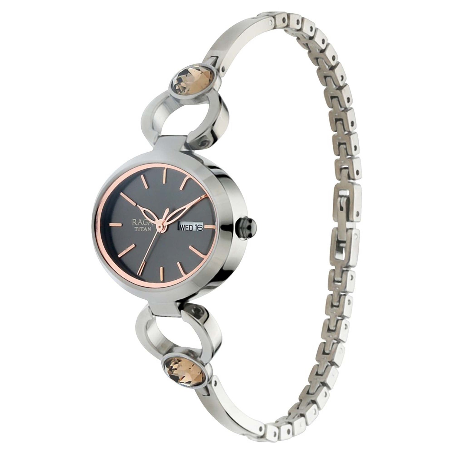 Titan Raga Viva Grey Dial Analogue with Day and Date Metal Strap Watch for Women-PEROZ Accessories