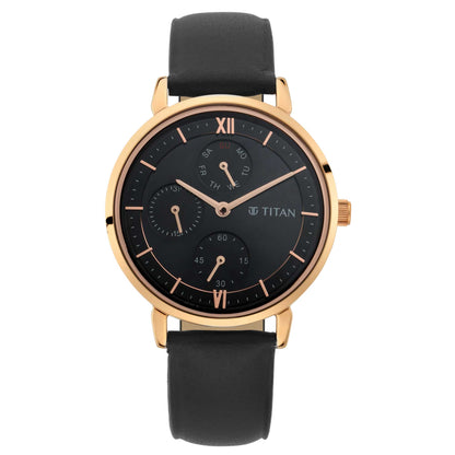 Titan Workwear Black Dial Multi Leather Strap watch for Women-PEROZ Accessories