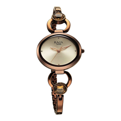 Titan Raga Viva Quartz Analog Champagne Dial Metal Strap Watch for Women-PEROZ Accessories