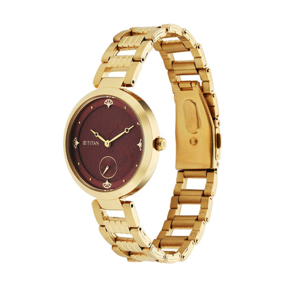 Titan Tet Red Dial Analogue Stainless steel Strap Watch for Men-PEROZ Accessories