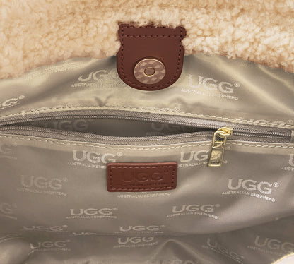 AUSTRALIAN SHEPHERD  Women Suede Shearling Over Shoulder Tote Bag Diana