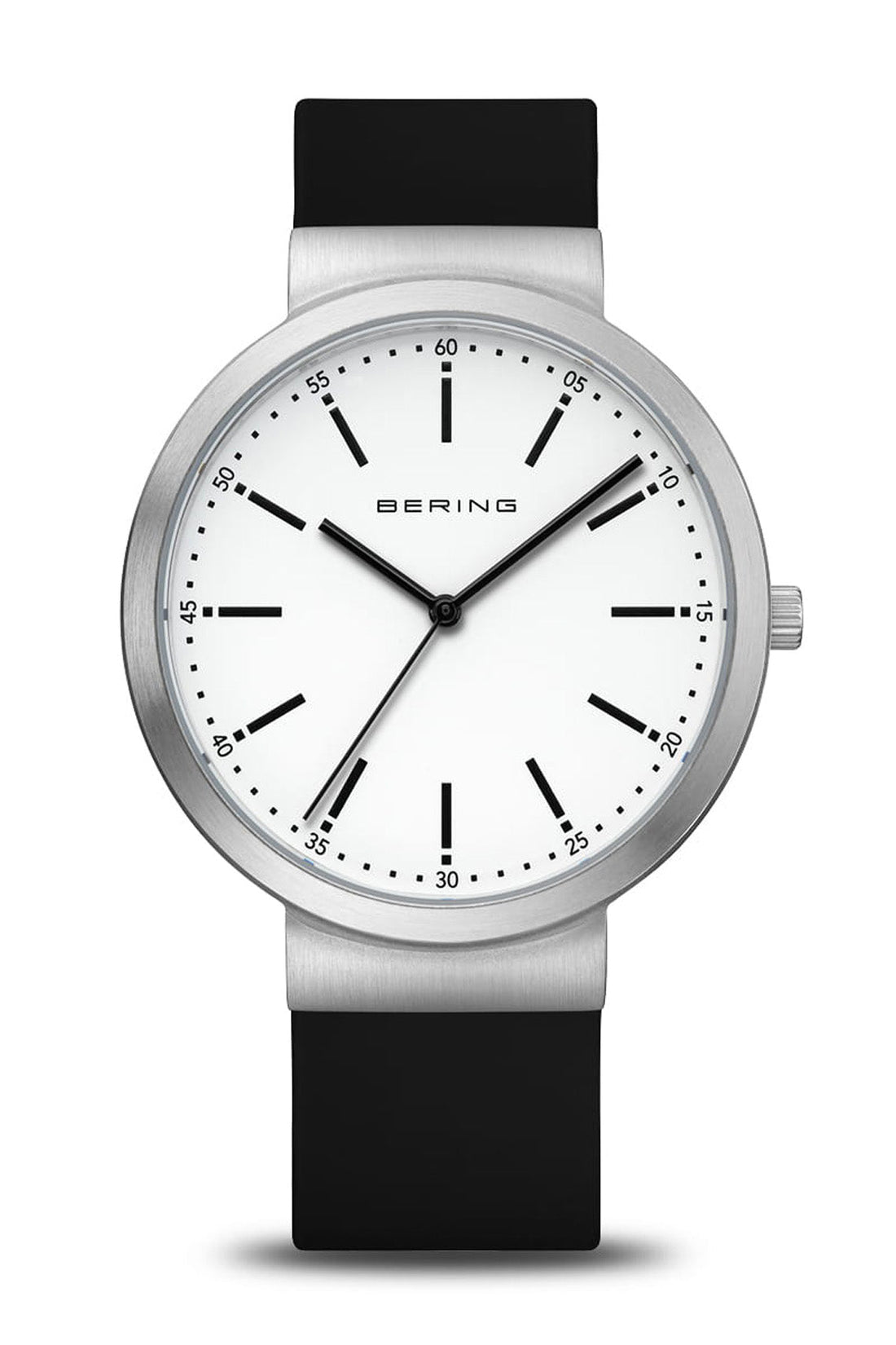 Bering Gents 41mm White Dial Black Silicon Strap Watch-PEROZ Accessories