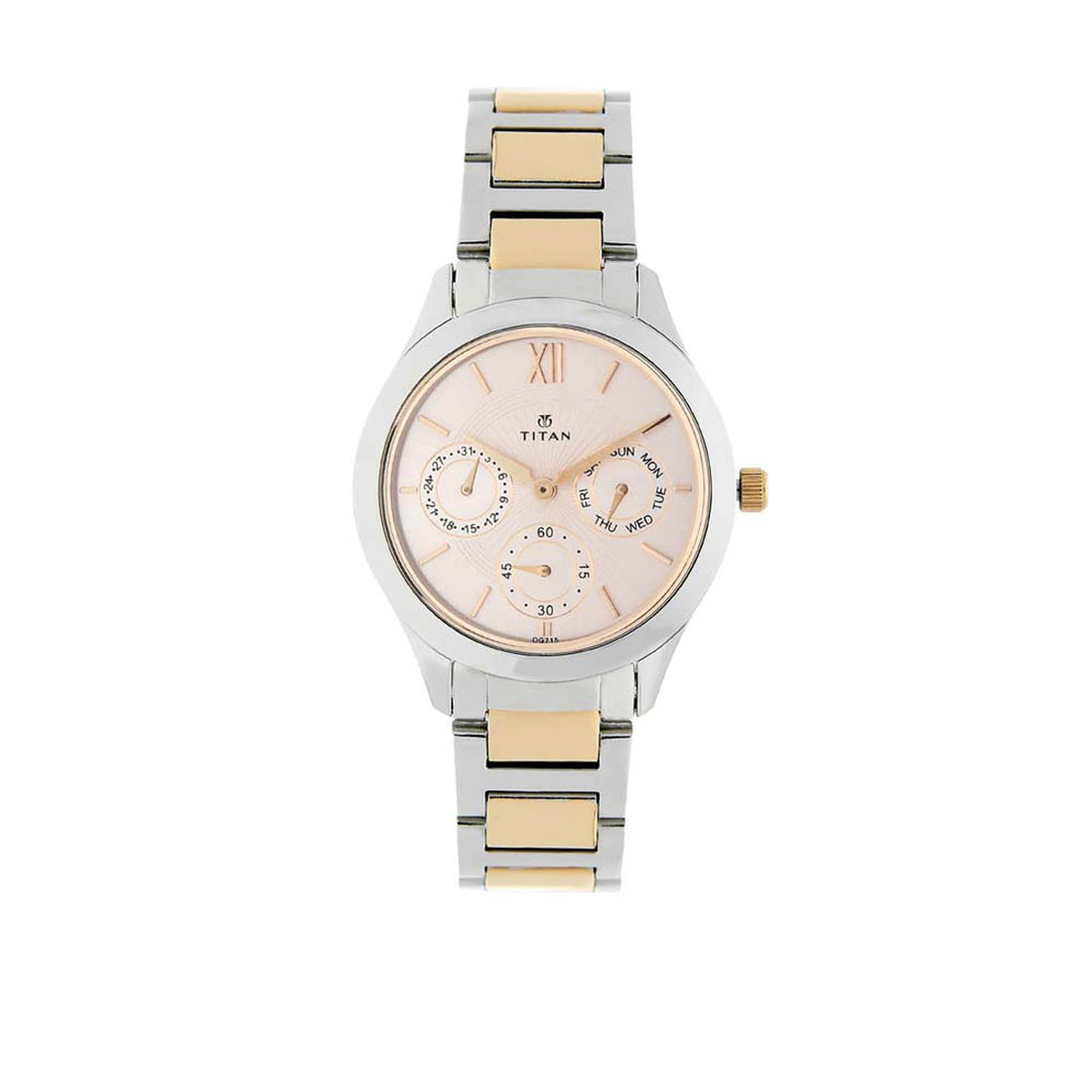 Titan Workwear Pink Dial Analog with Day and Date Stainless Steel Strap Watch for Women-PEROZ Accessories