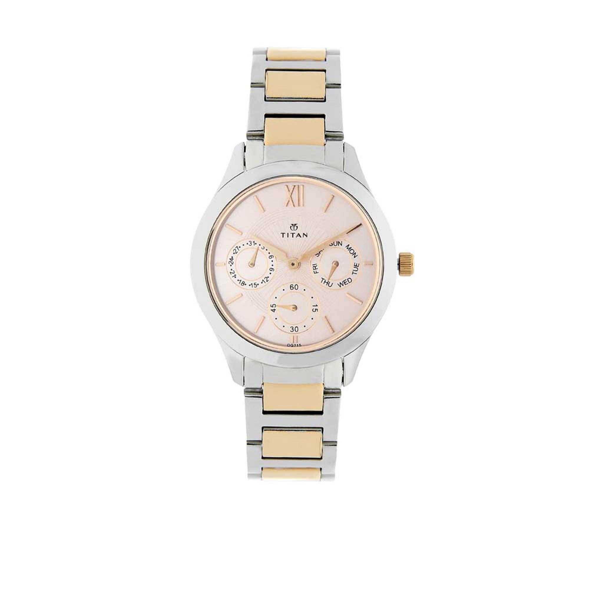 Titan Workwear Pink Dial Analog with Day and Date Stainless Steel Strap Watch for Women-PEROZ Accessories