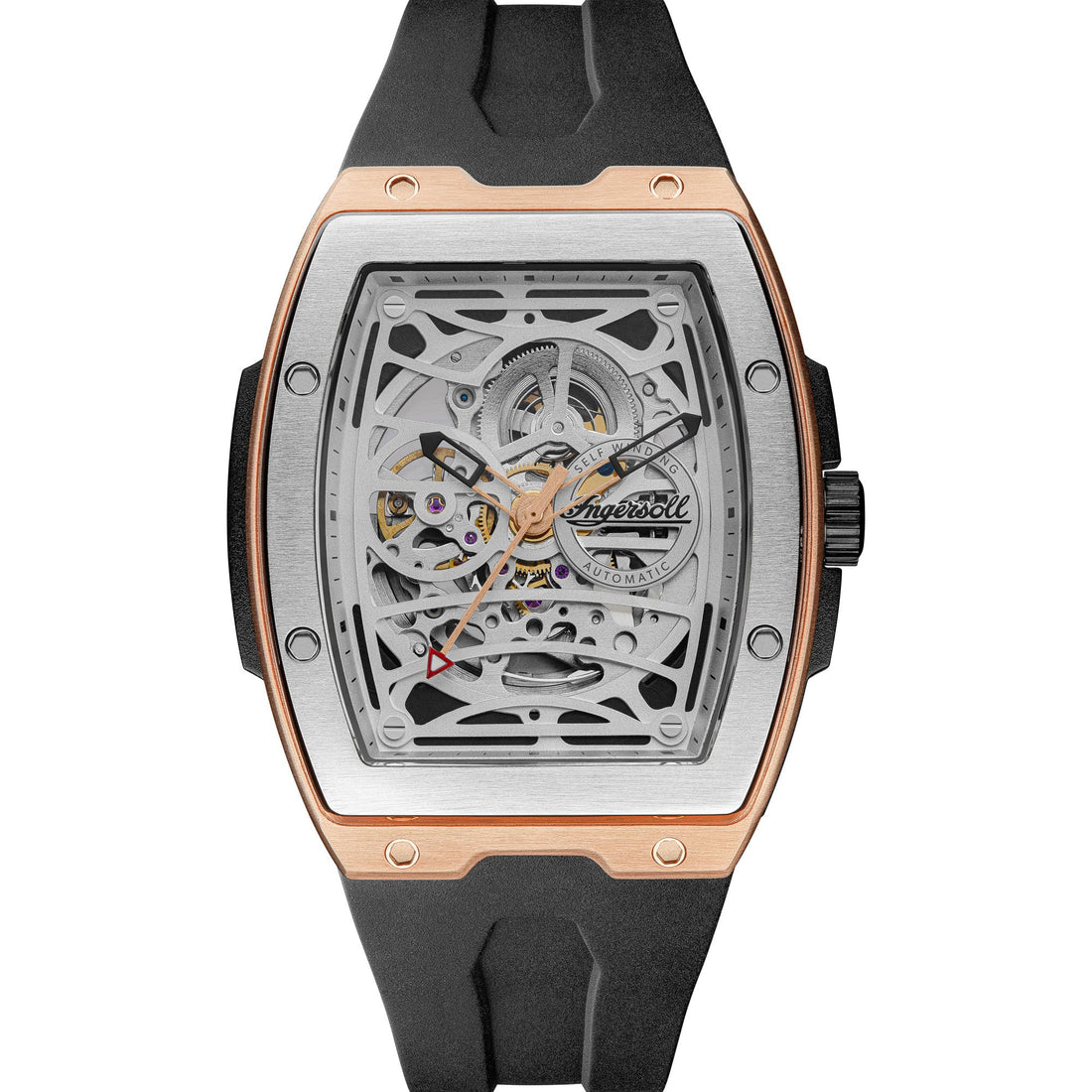 Ingersoll The Challenger Automatic Two Tone Black Rubber Strap Watch-PEROZ Accessories