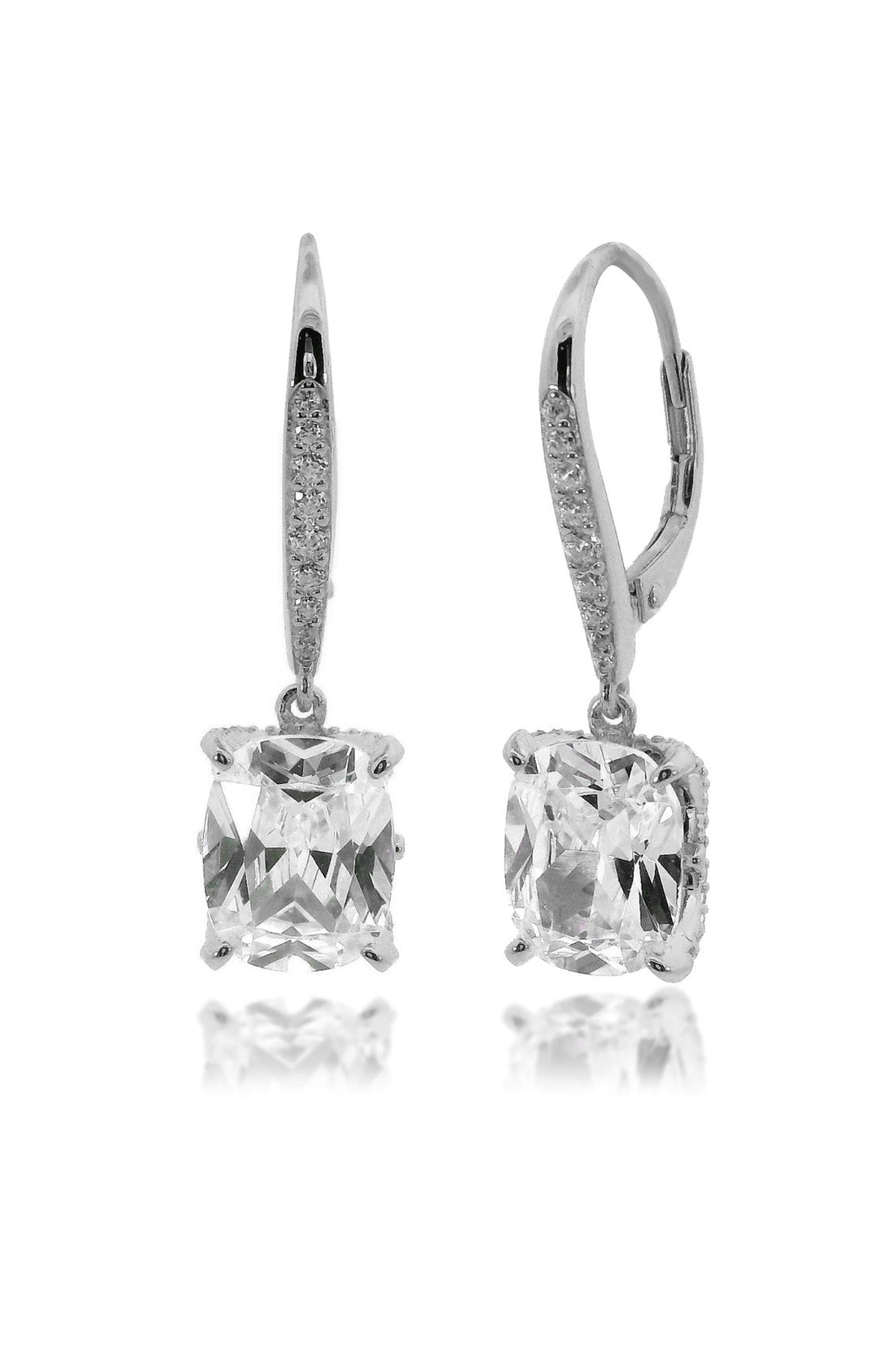 SYDNEY SOIRÉE ELAINE CUSHION CUT DROP EARRINGS SILVER-PEROZ Accessories