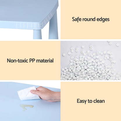 1 Keezi Kids Table and 2 Chairs Set Blue-Baby &amp; Kids > Kid&